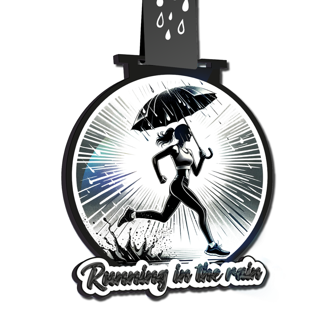 LAUF WEITER Running in the Rain Medaille