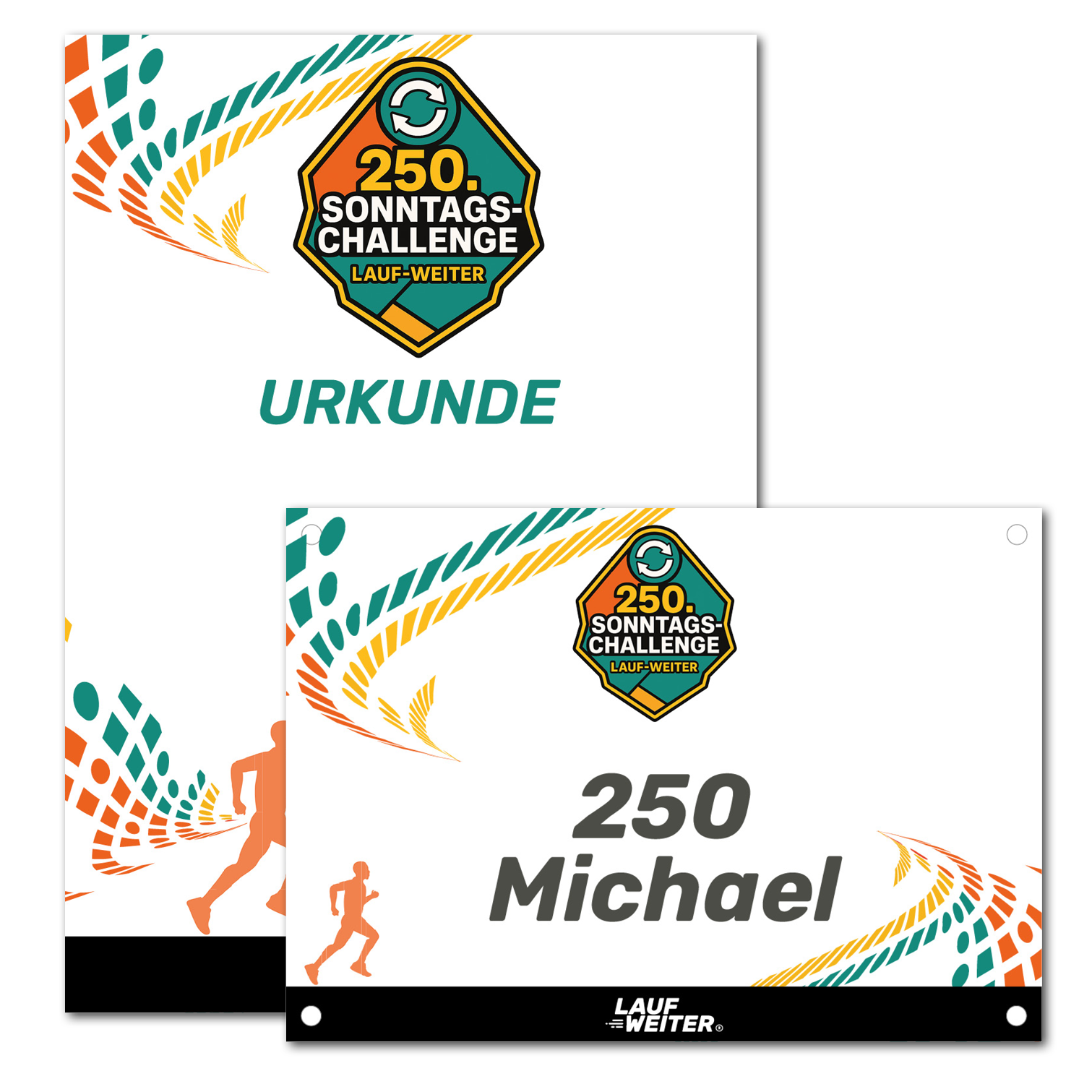 LAUF WEITER 250. Sonntagschallenge Startnummer & Urkunde
