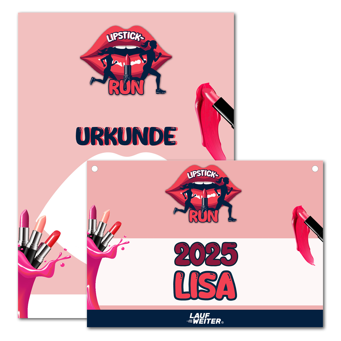 LAUF WEITER Lipstick-Run Startnummer & Urkunde