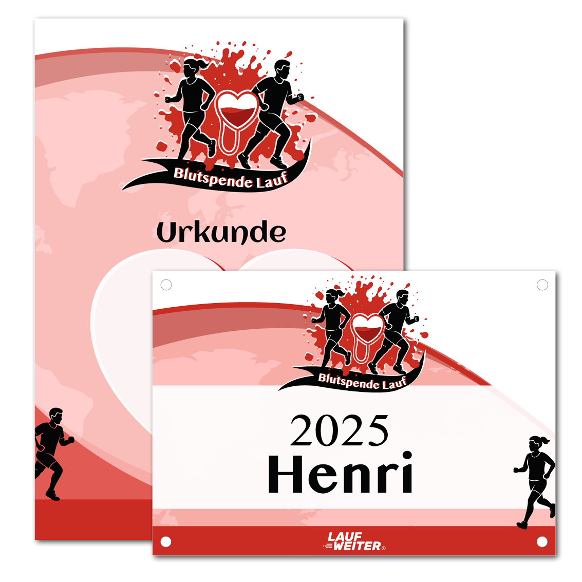 LAUF WEITER Blutspende Lauf Startnummer & Urkunde
