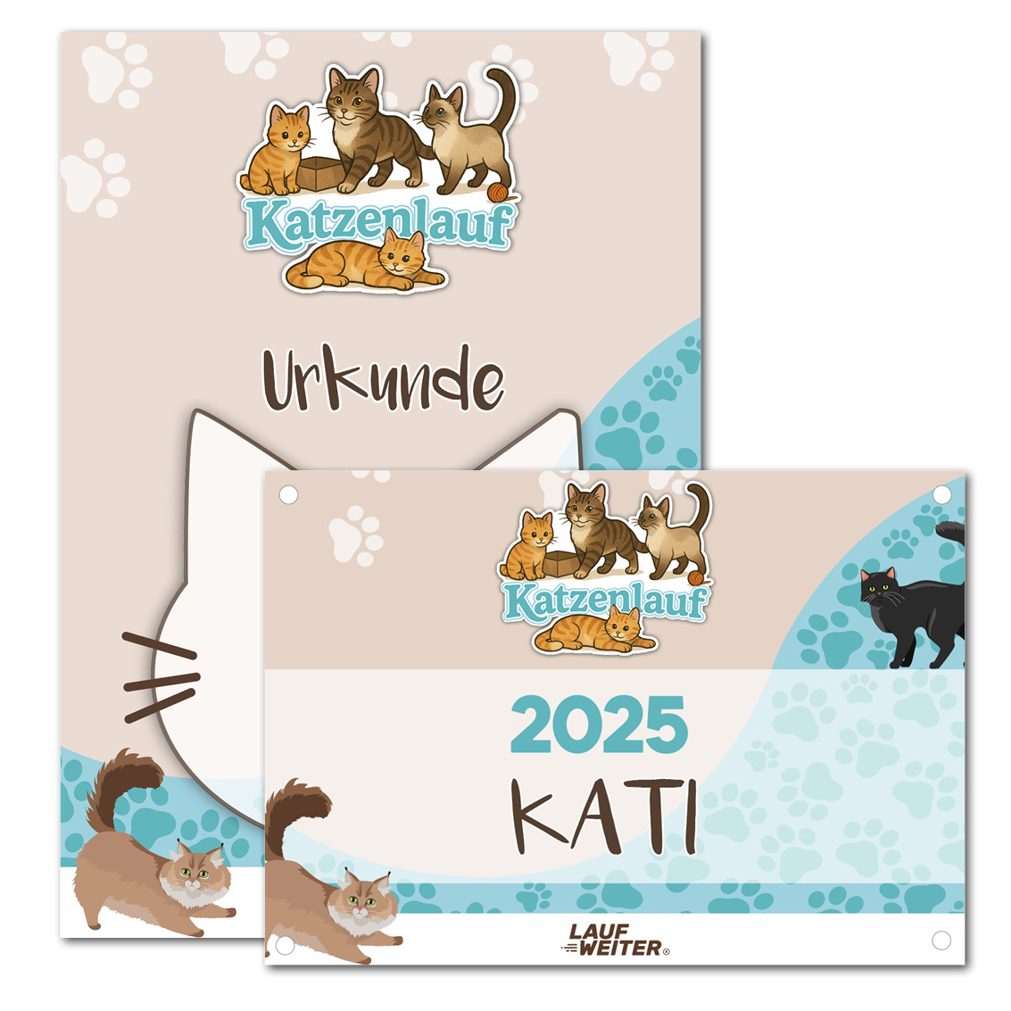 LAUF WEITER Katzenlauf Startnummer & Urkunde