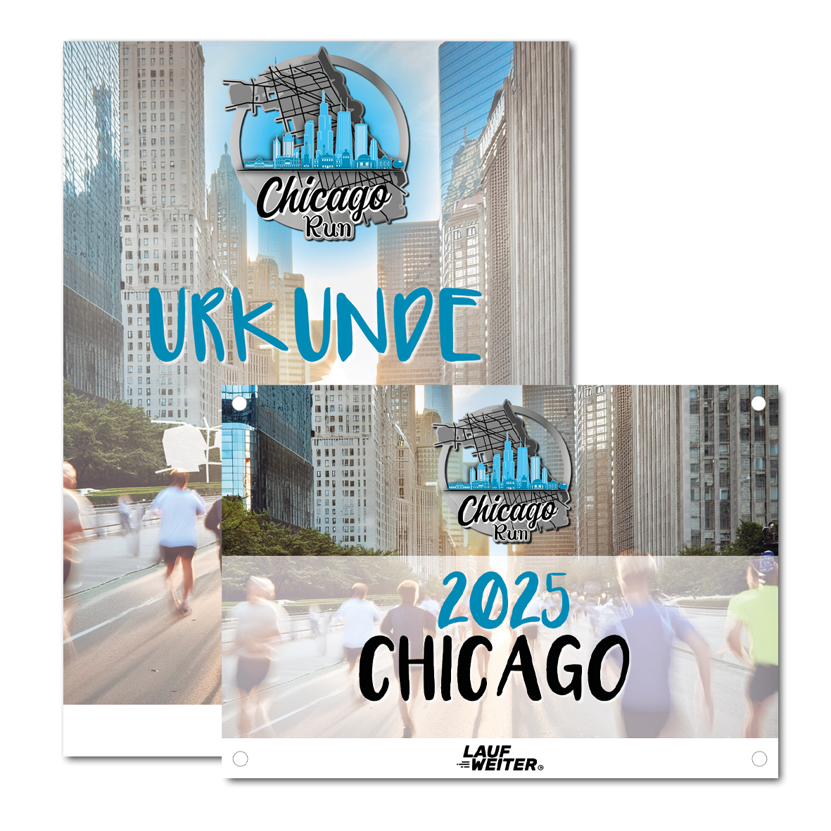 LAUF WEITER Chicago Run Startnummer & Urkunde