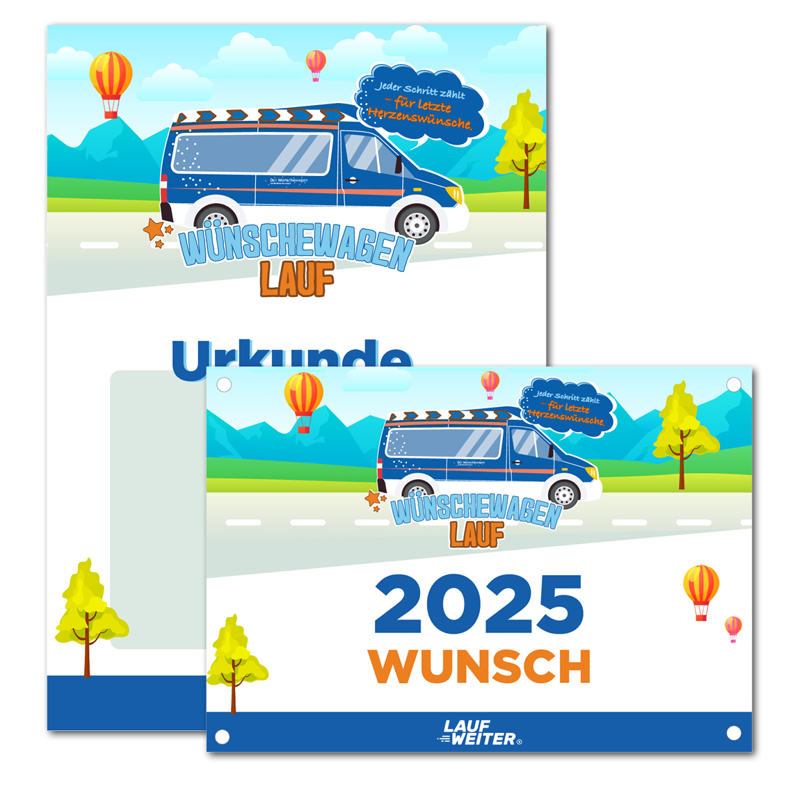 LAUF WEITER Wünschewagen Lauf Startnummer & Urkunde