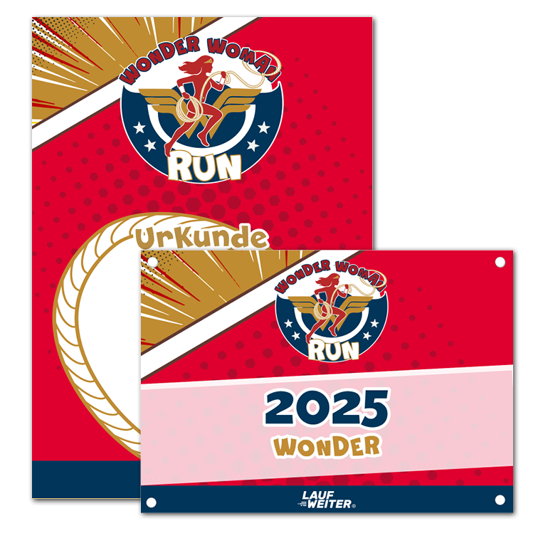 LAUF WEITER Wonderwoman Run Startnummer & Urkunde