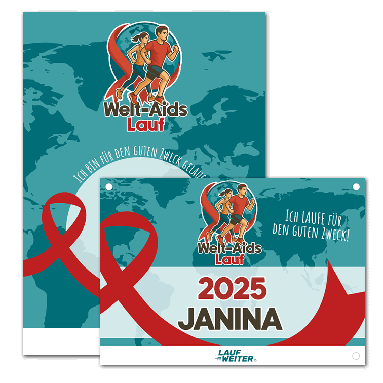LAUF WEITER Welt-Aids-Lauf Startnummer & Urkunde