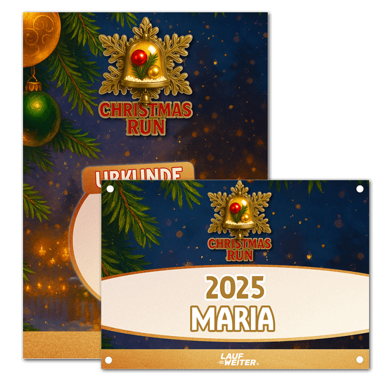 LAUF WEITER Christmas Run Startnummer & Urkunde