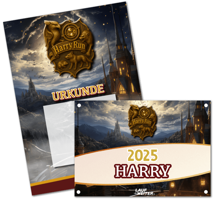 LAUF WEITER Harry Run Startnummer & Urkunde