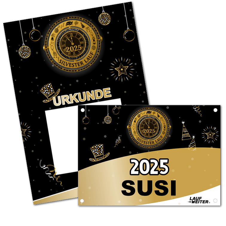 LAUF WEITER Silvester Lauf Startnummer & Urkunde