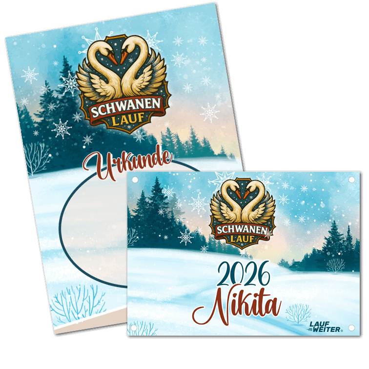 LAUF WEITER Schwanen Lauf Startnummer & Urkunde