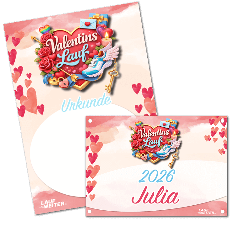 LAUF WEITER Valentinslauf Startnummer & Urkunde