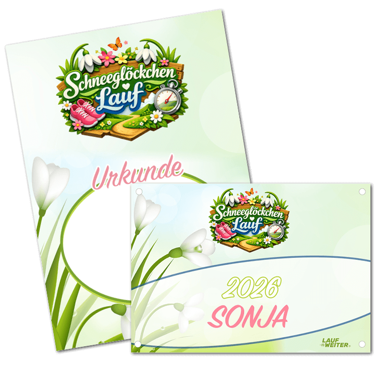 LAUF WEITER Schneegl&ouml;ckchen Lauf Startnummer & Urkunde