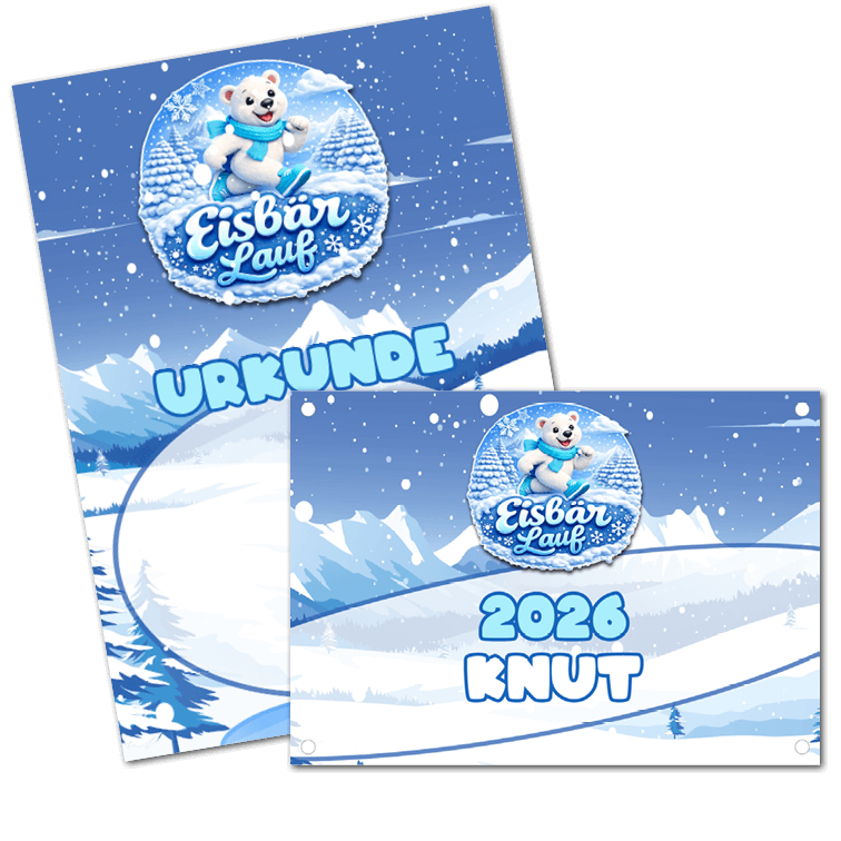 LAUF WEITER Eisb&auml;r Spendenlauf Startnummer & Urkunde