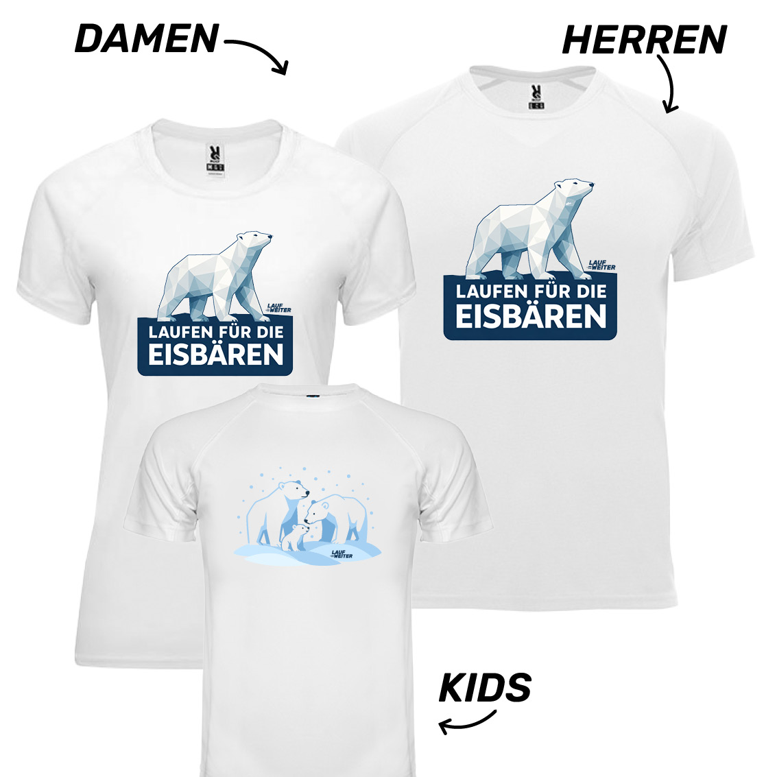 LAUF WEITER Eisb&auml;r Spendenlauf T-Shirts
