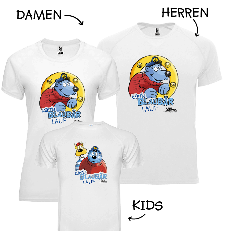 LAUF WEITER K&auml;pt&rsquo;n Blaub&auml;r Lauf T-Shirts