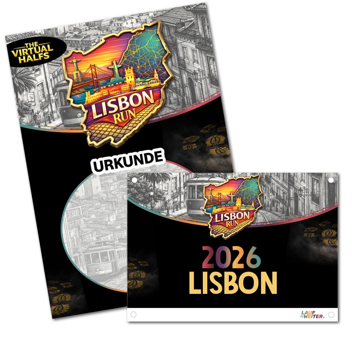 LAUF WEITER Lisbon Run Startnummer & Urkunde