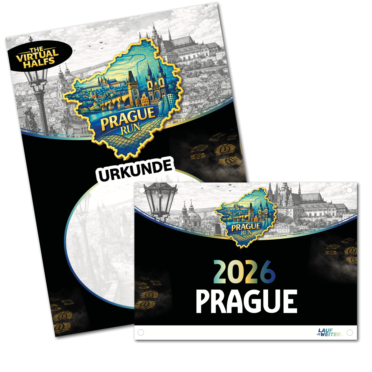 LAUF WEITER Prague Run Startnummer & Urkunde