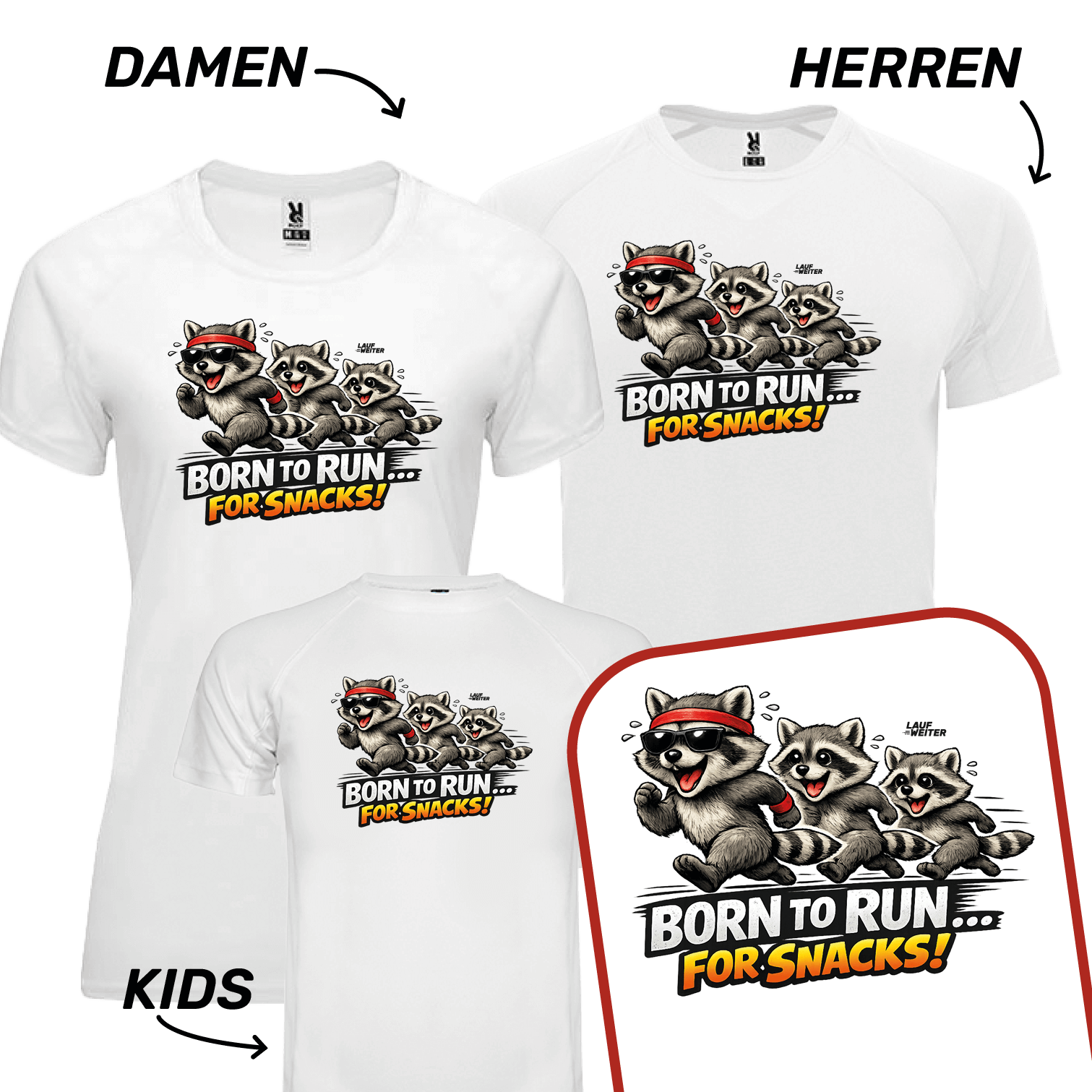 LAUF WEITER Waschb&auml;rlauf T-Shirts