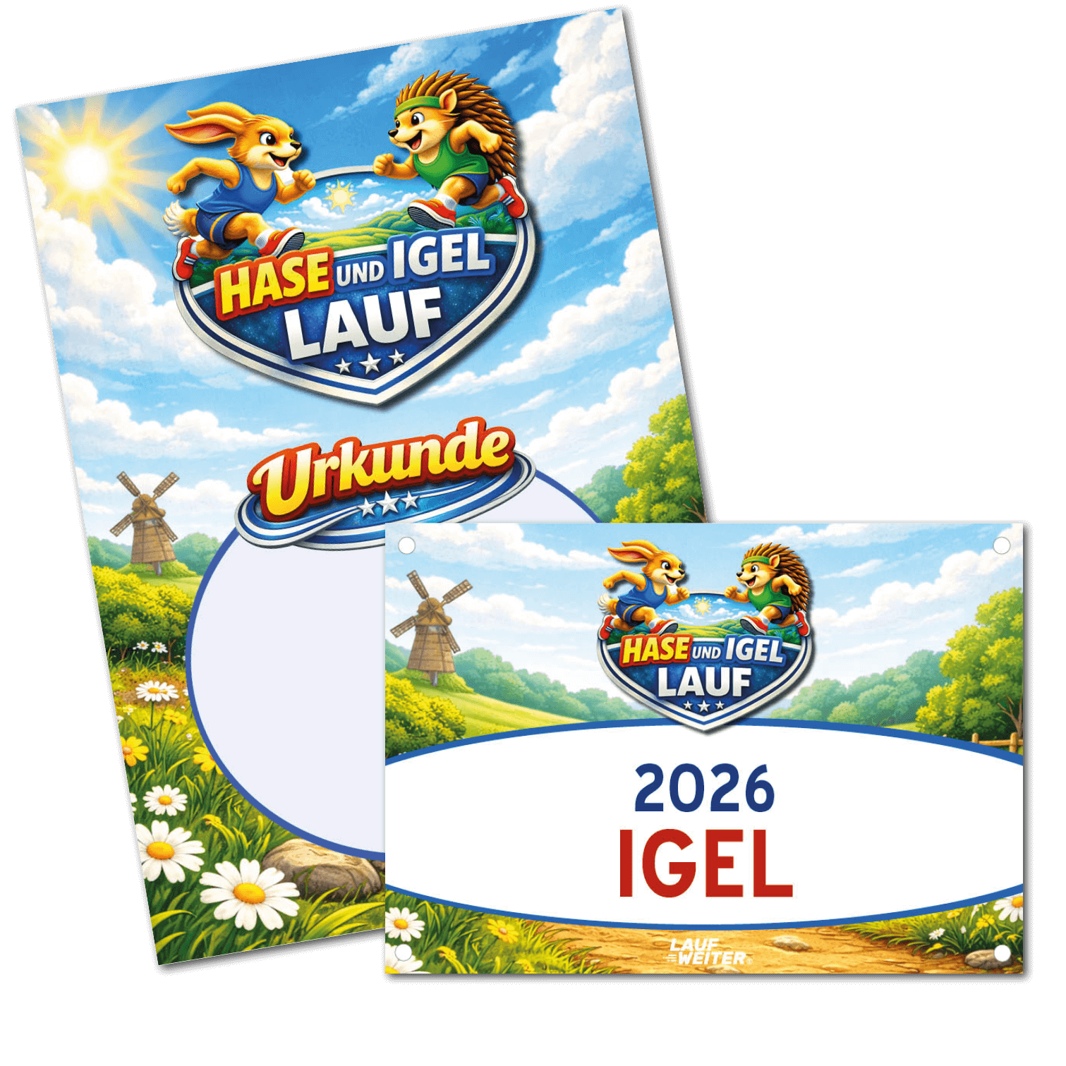 LAUF WEITER Hase und Igel-Lauf Startnummer & Urkunde
