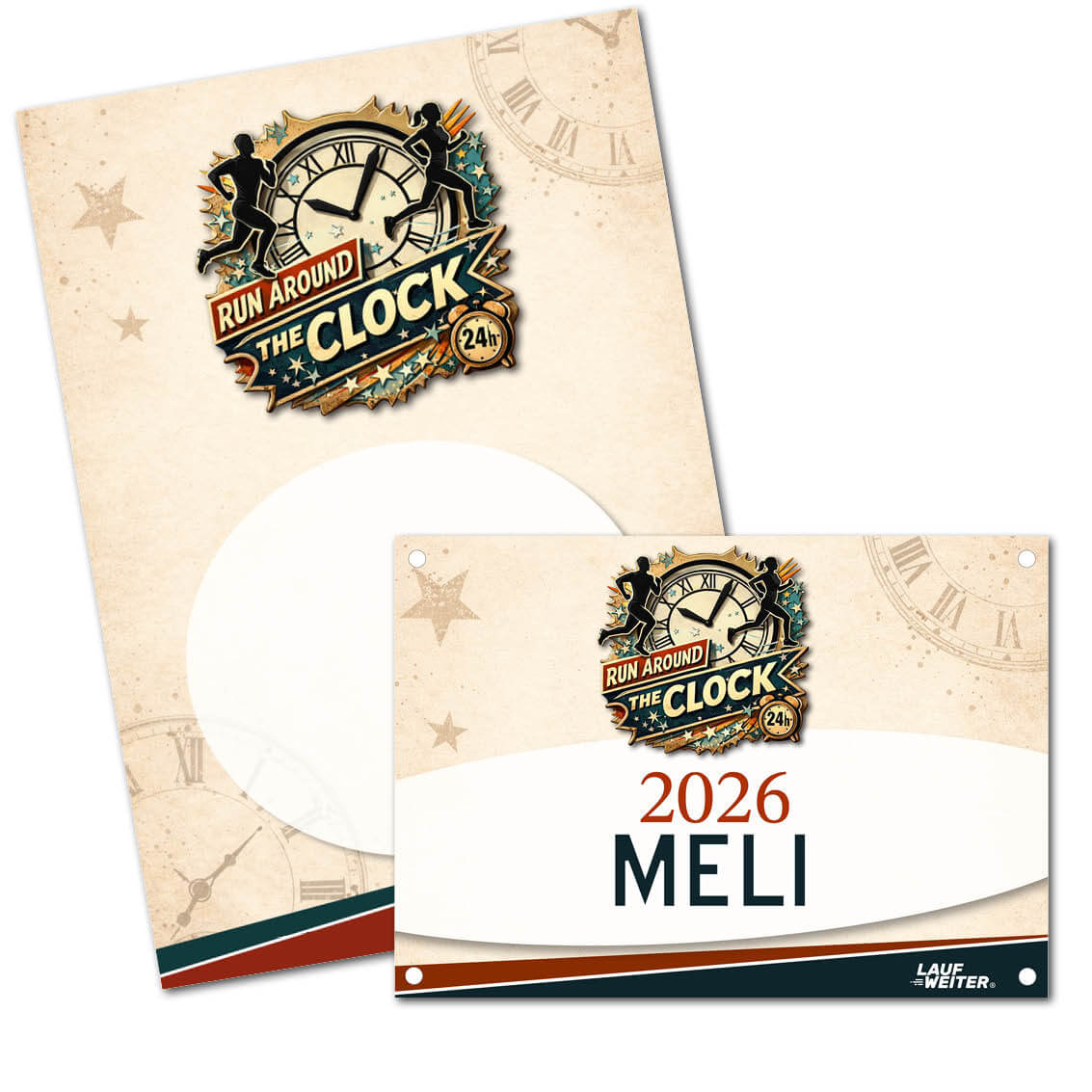 LAUF WEITER Run around the Clock Startnummer & Urkunde