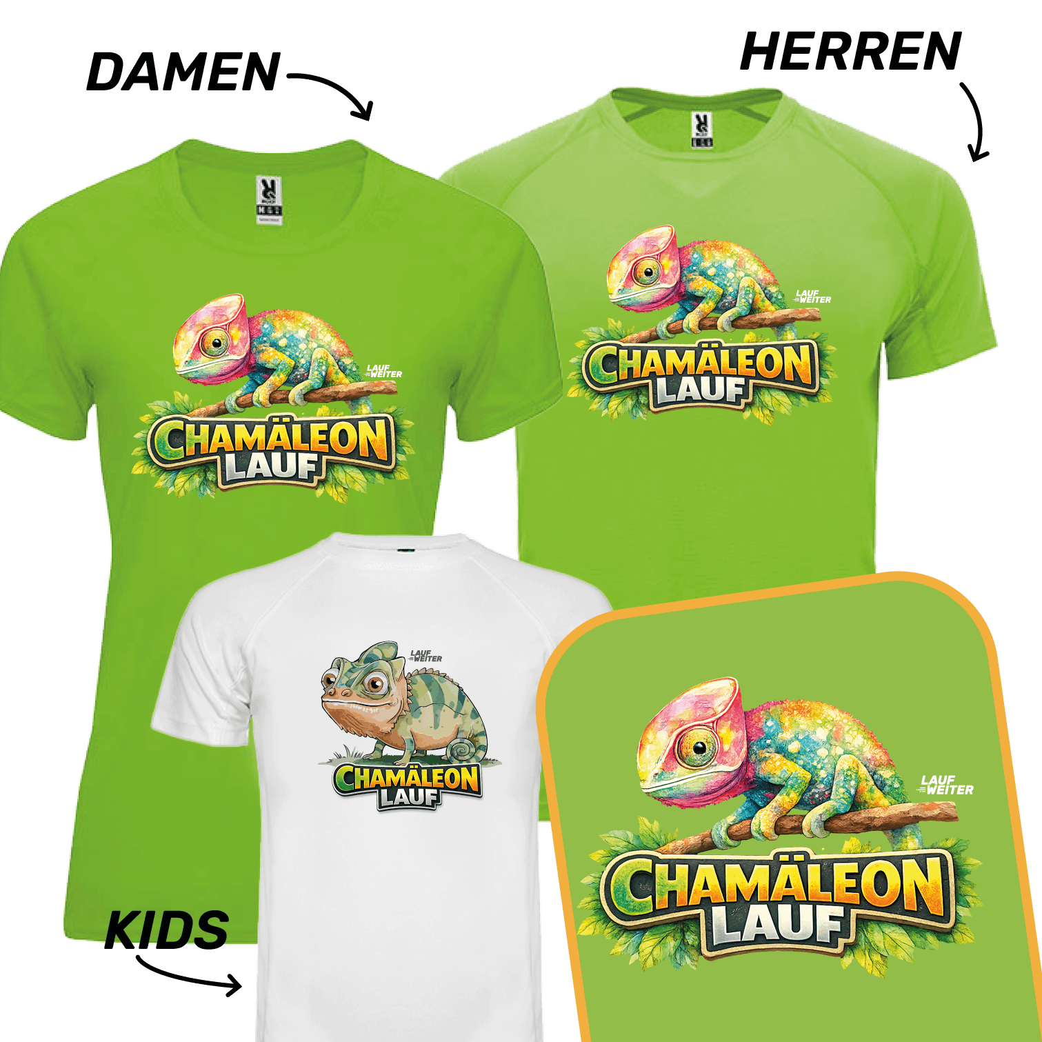 LAUF WEITER Cham&auml;leon Lauf T-Shirts