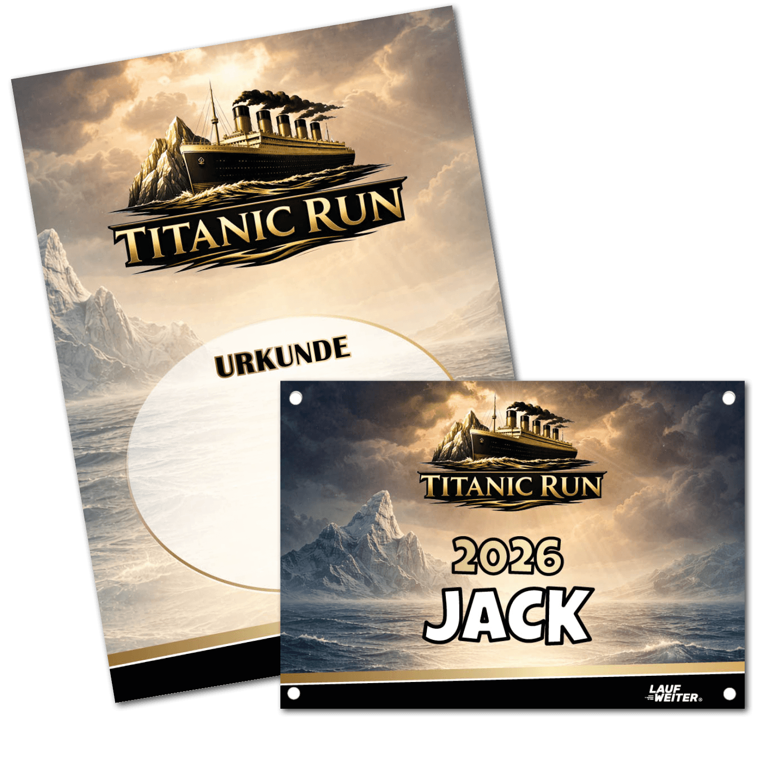LAUF WEITER Titanic Run Startnummer & Urkunde