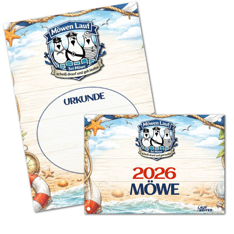 LAUF WEITER M&ouml;wen Lauf Startnummer & Urkunde