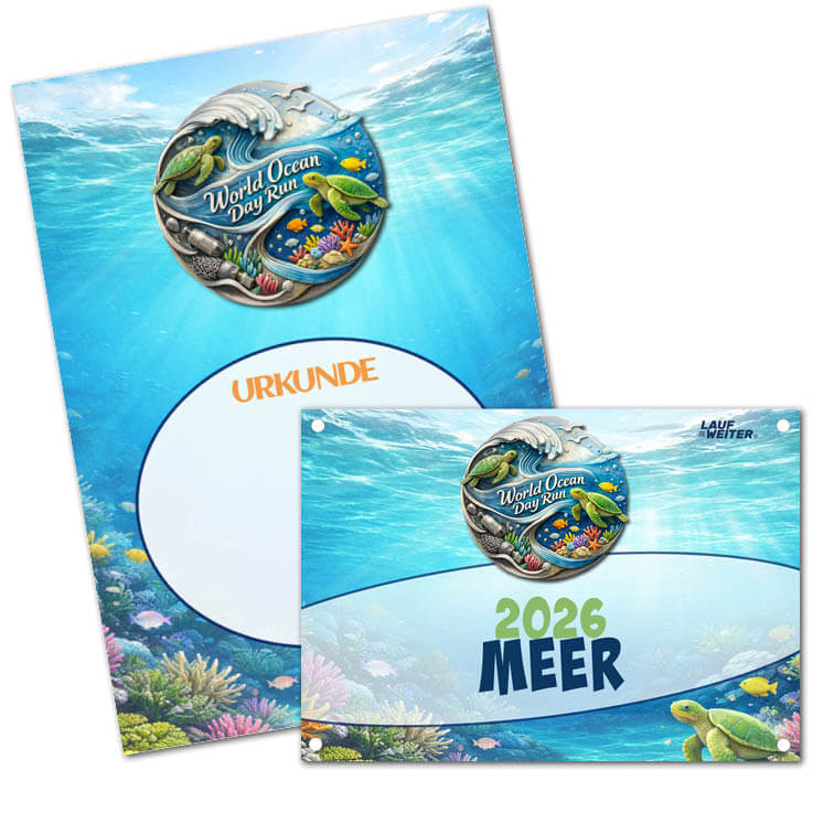 LAUF WEITER World Ocean Day Run Startnummer & Urkunde