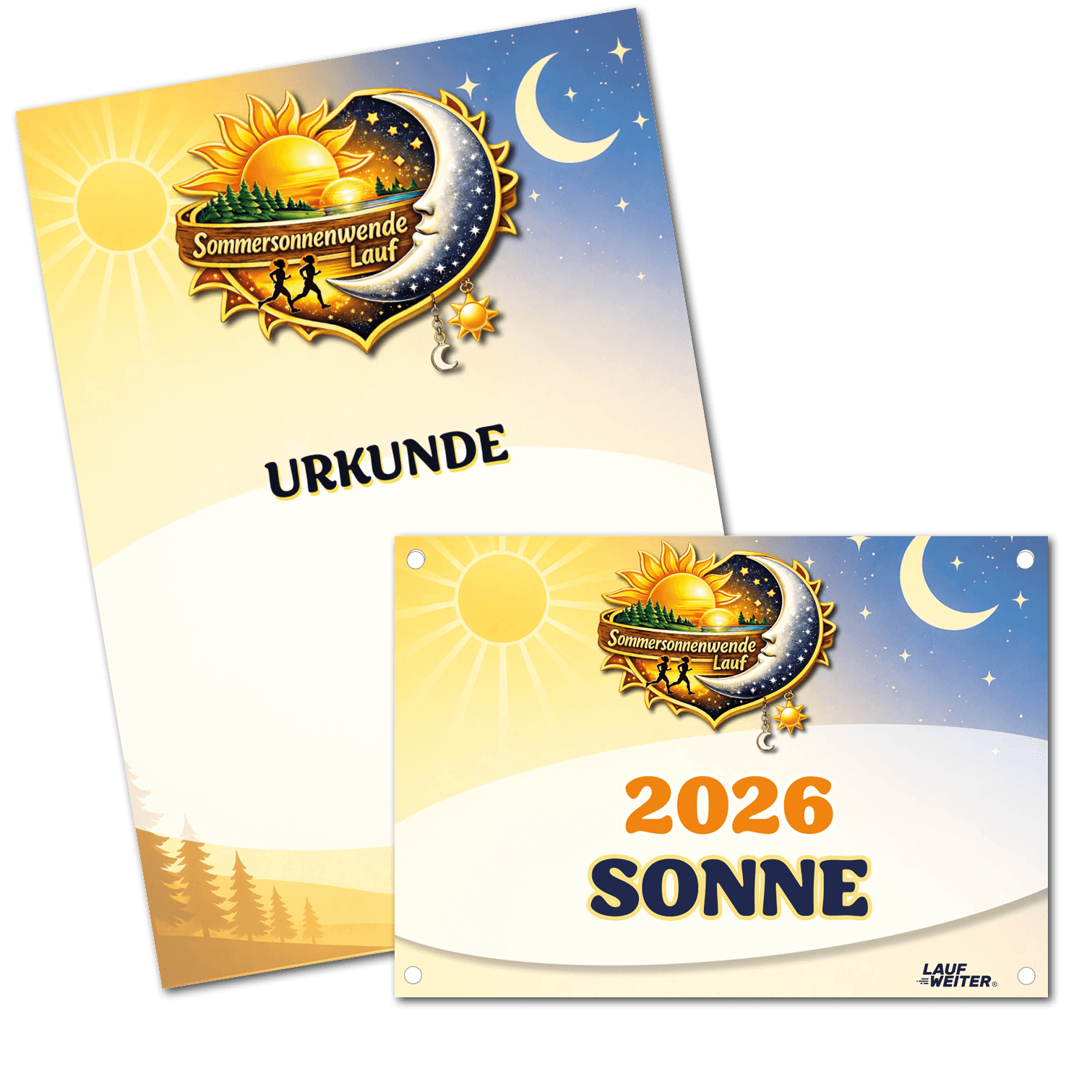 LAUF WEITER Sommersonnenwende Lauf Startnummer & Urkunde