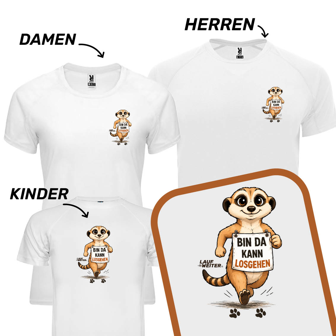 LAUF WEITER Erdm&auml;nnchen Lauf T-Shirts