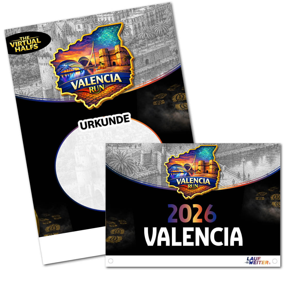 LAUF WEITER Valencia Run Startnummer & Urkunde