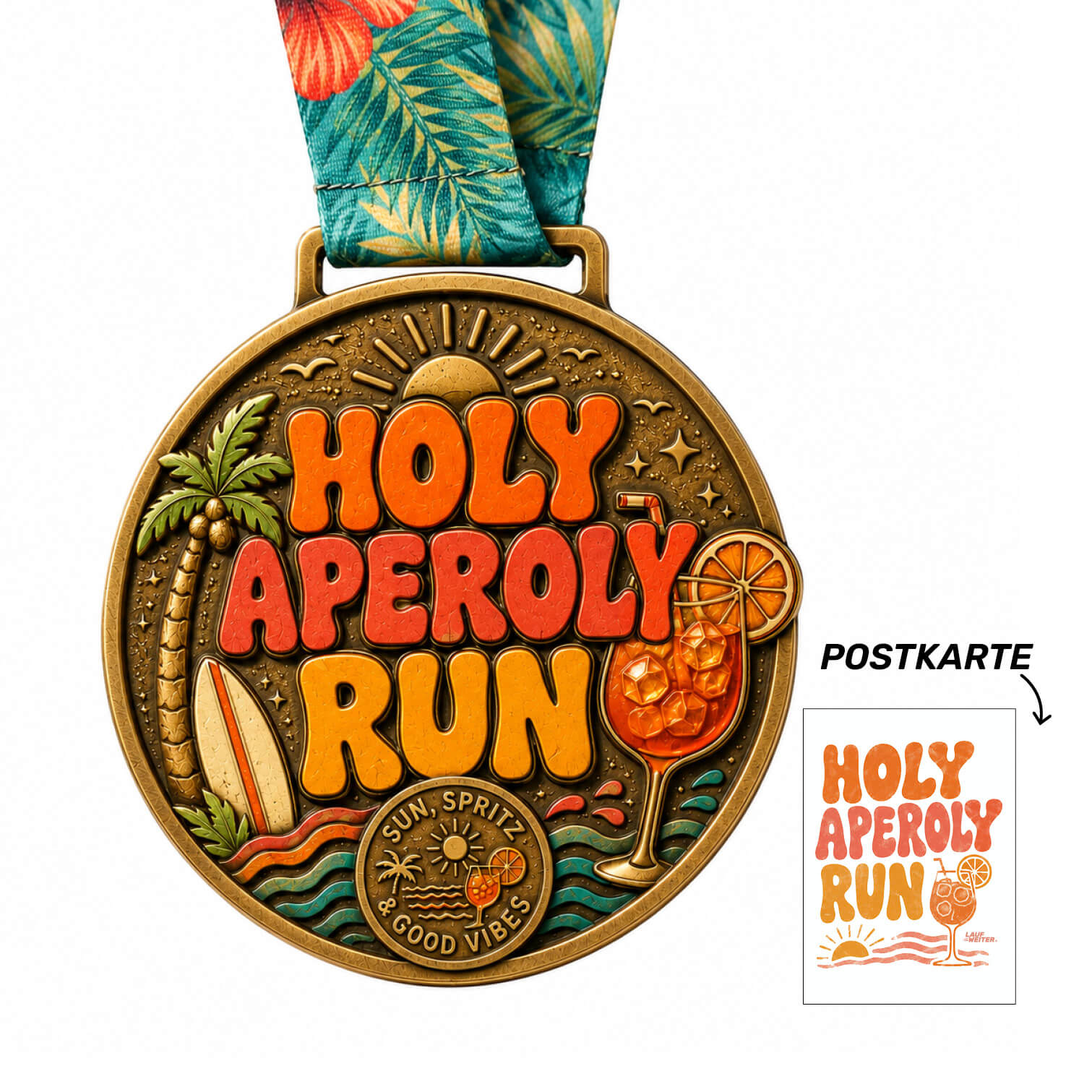 LAUF WEITER Holy Aperoly Run Medaille + Zusatzartikel