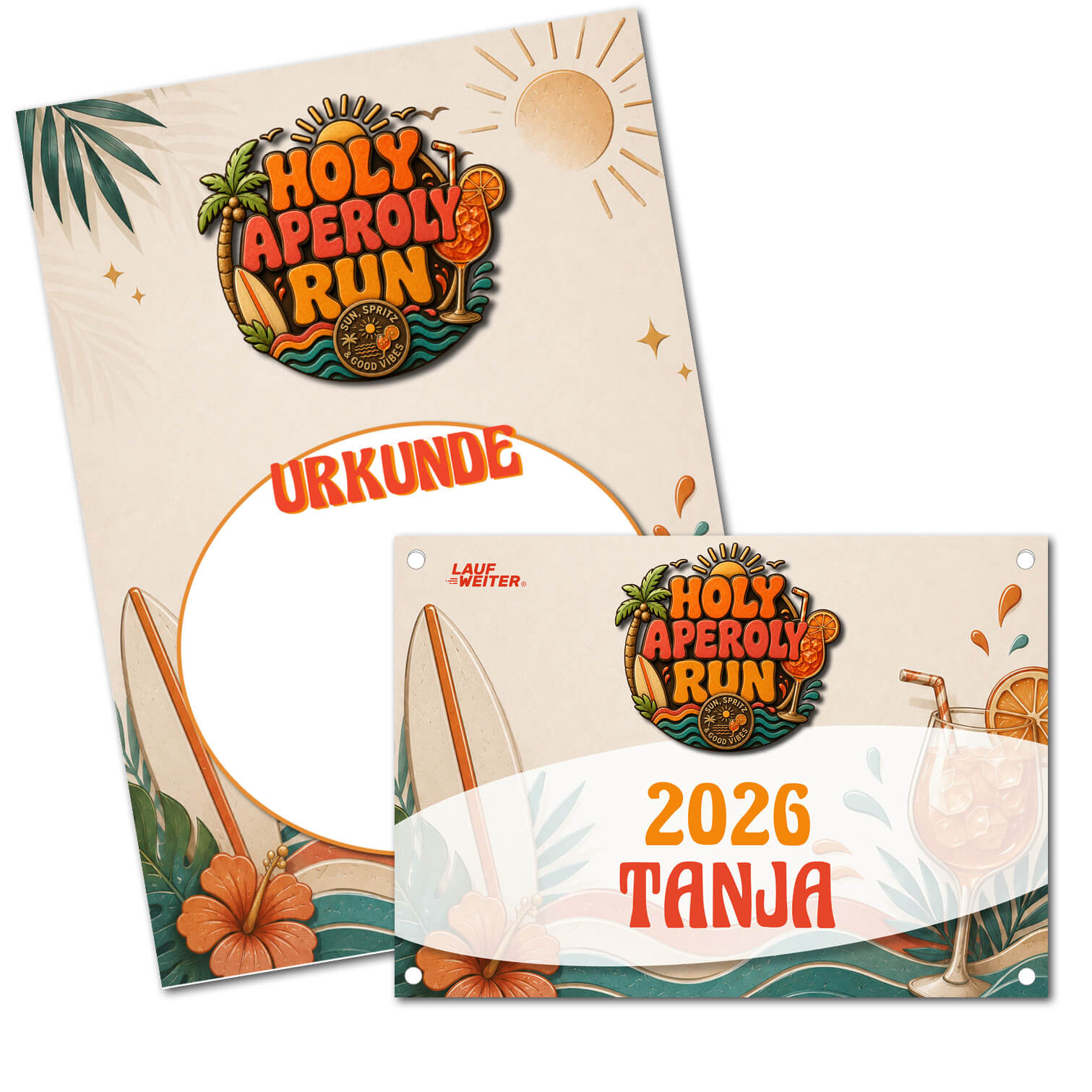 LAUF WEITER Holy Aperoly Run Startnummer & Urkunde