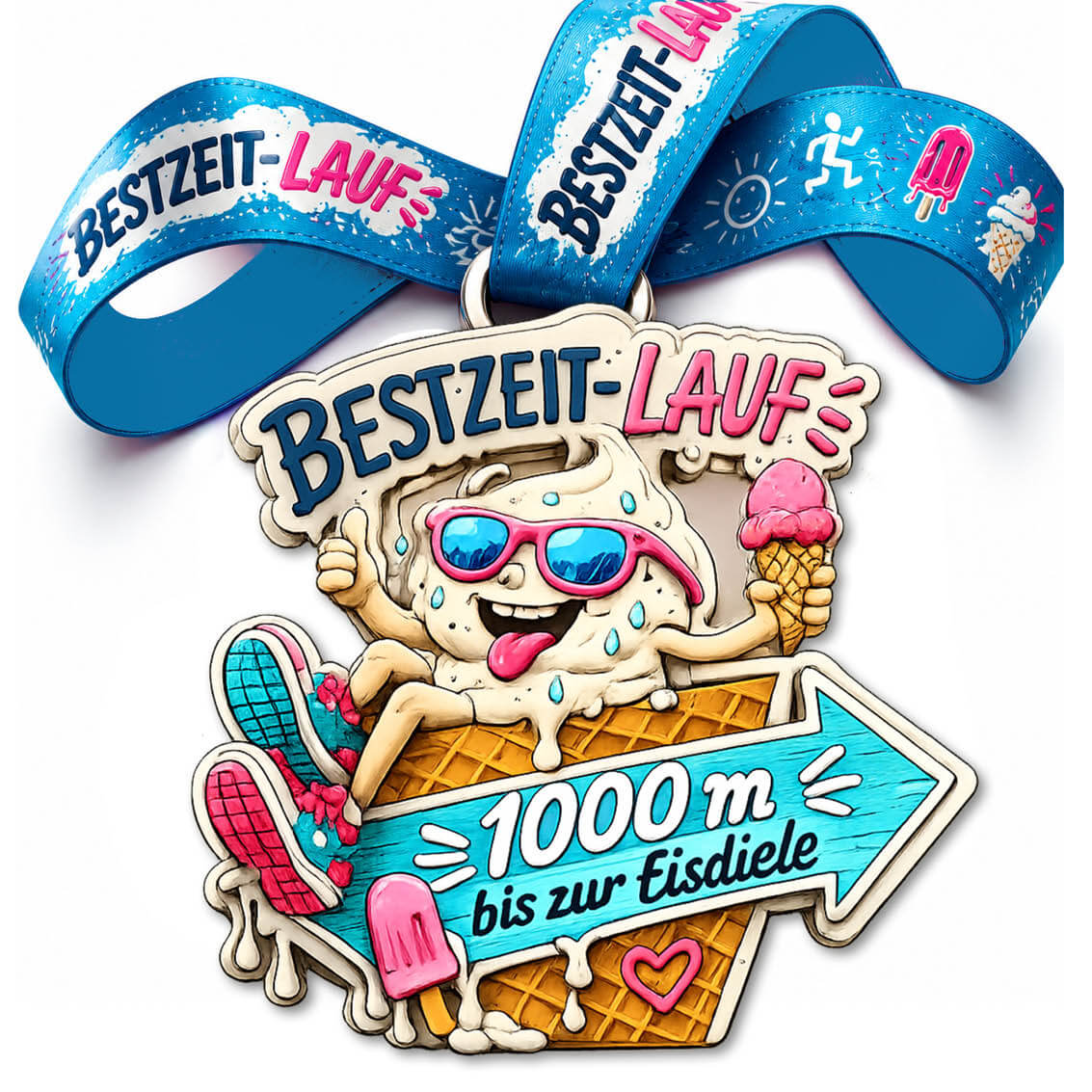 LAUF WEITER 1000m Eisdielen Sprint Medaille