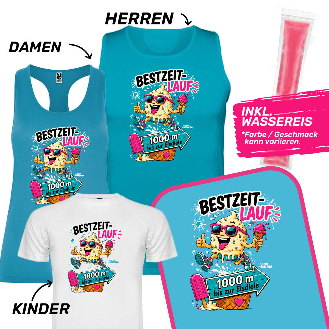 LAUF WEITER 1000m Eisdielen Sprint T-Shirts