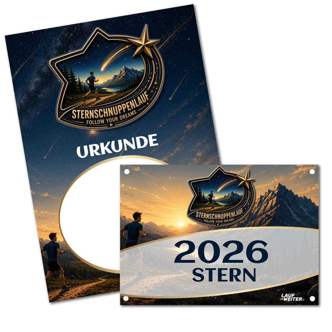 LAUF WEITER Sternschnuppen Lauf Startnummer & Urkunde