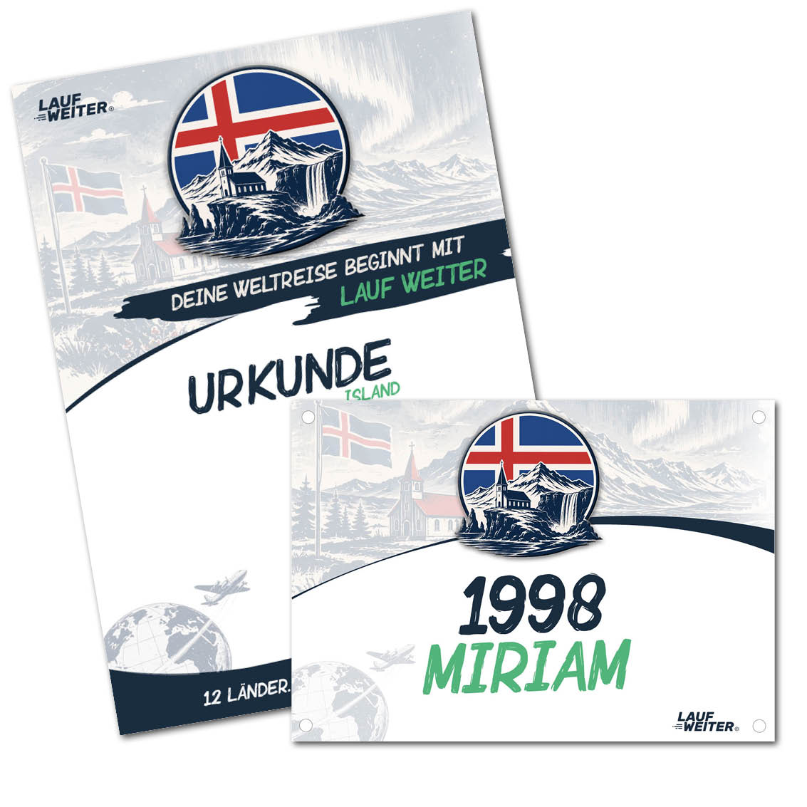 LAUF WEITER Island Startnummer & Urkunde
