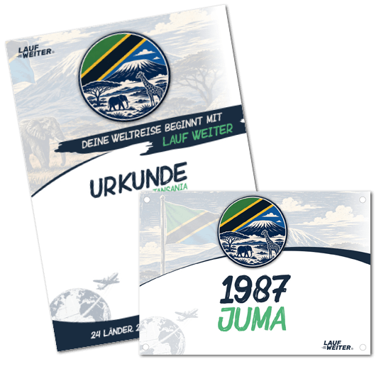 LAUF WEITER Tansania Startnummer & Urkunde