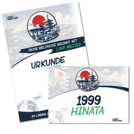 LAUF WEITER Japan Startnummer & Urkunde