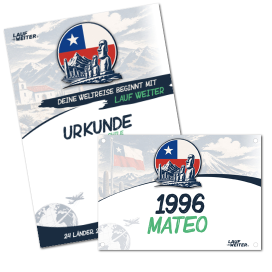 LAUF WEITER Chile Startnummer & Urkunde