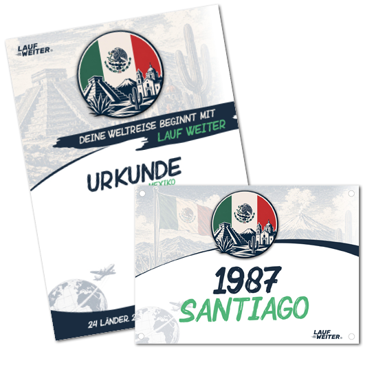 LAUF WEITER Mexiko Startnummer & Urkunde