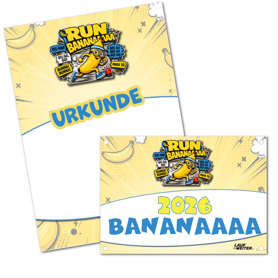 LAUF WEITER RUN-BANAAANAAAA Startnummer & Urkunde