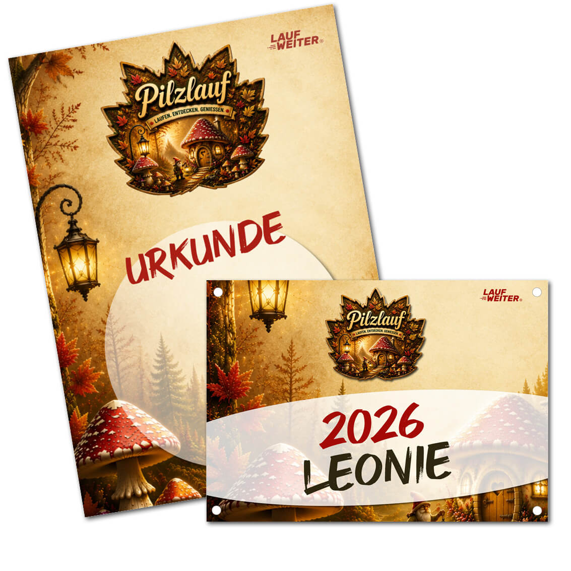 LAUF WEITER Pilzlauf Startnummer & Urkunde