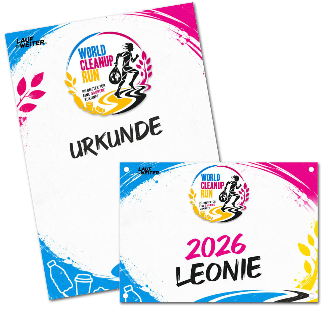 LAUF WEITER World Cleanup Run Startnummer & Urkunde