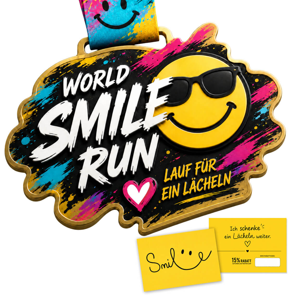 LAUF WEITER Smile Run Medaille + Zusatzartikel
