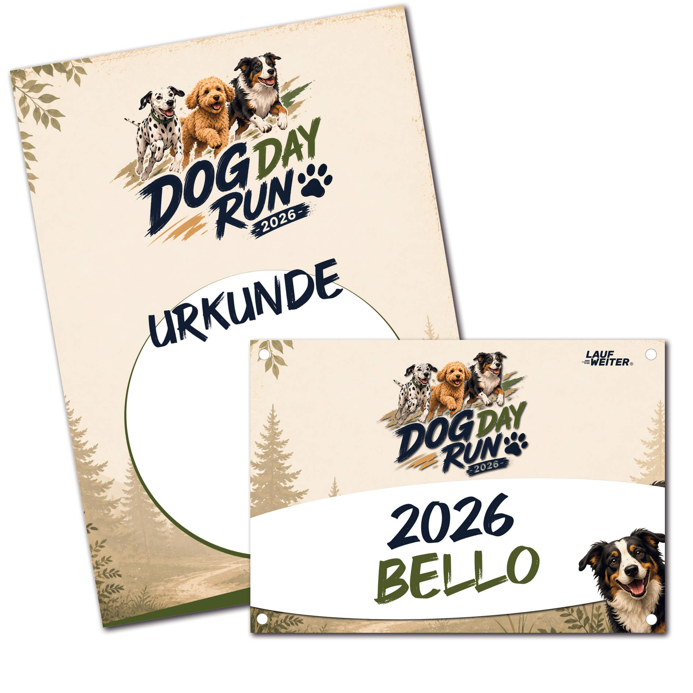 LAUF WEITER Dog Day Run Startnummer & Urkunde