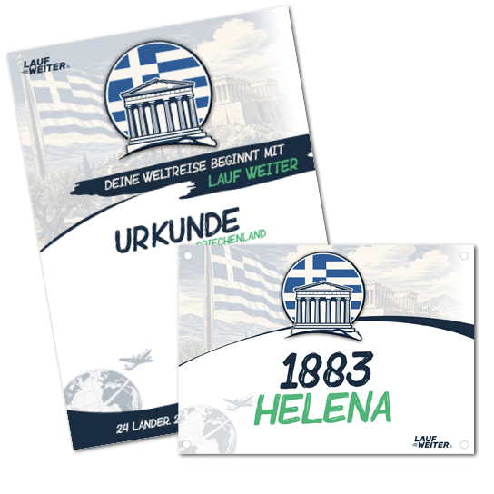 LAUF WEITER Griechenland Startnummer & Urkunde