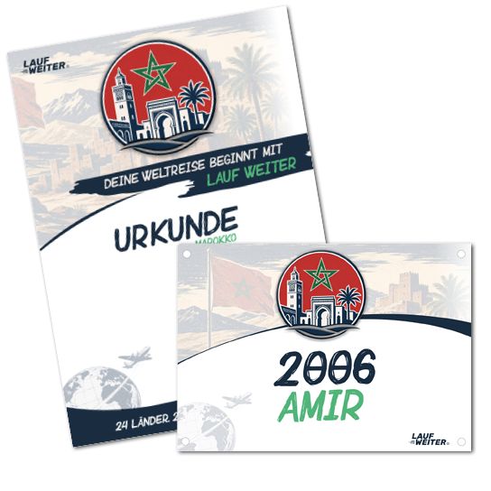 LAUF WEITER Marokko Startnummer & Urkunde