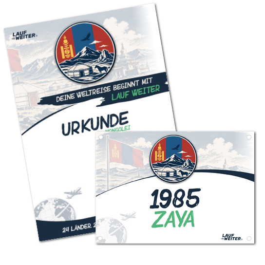 LAUF WEITER Mongolei Startnummer & Urkunde