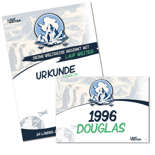 LAUF WEITER Antarktis Startnummer & Urkunde