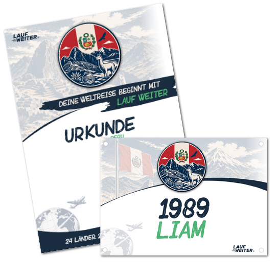 LAUF WEITER Peru Startnummer & Urkunde